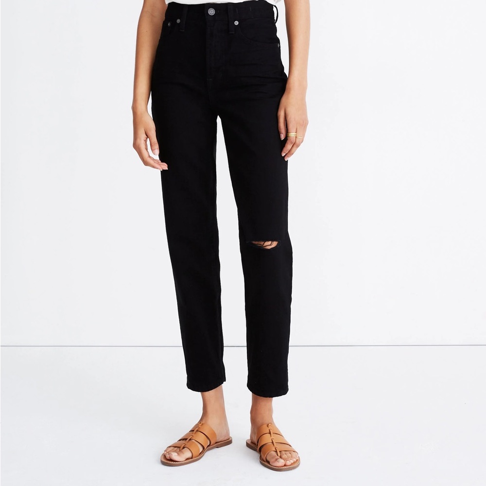 Madewell The Perfect Vintage Jean in Stone Black: Knee-Slit Edition